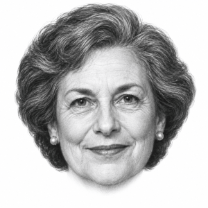 AI-assisted pencil head portrait of Madeleine Kunin