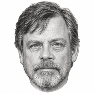 AI-generated pencil portrait of Mark Hamill