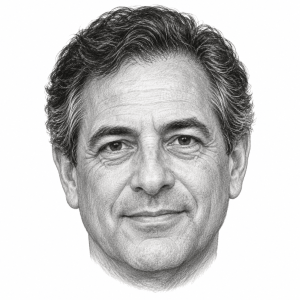 AI-generated pencil portrait of Mark Paredes