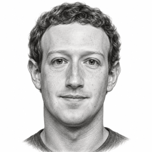 AI-generated pencil portrait of Mark Zuckerberg