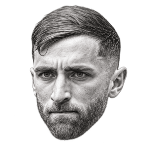 Pencil head portrait of Matt Turner