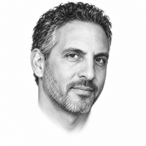Pencil portrait illustration of Mauricio Umansky