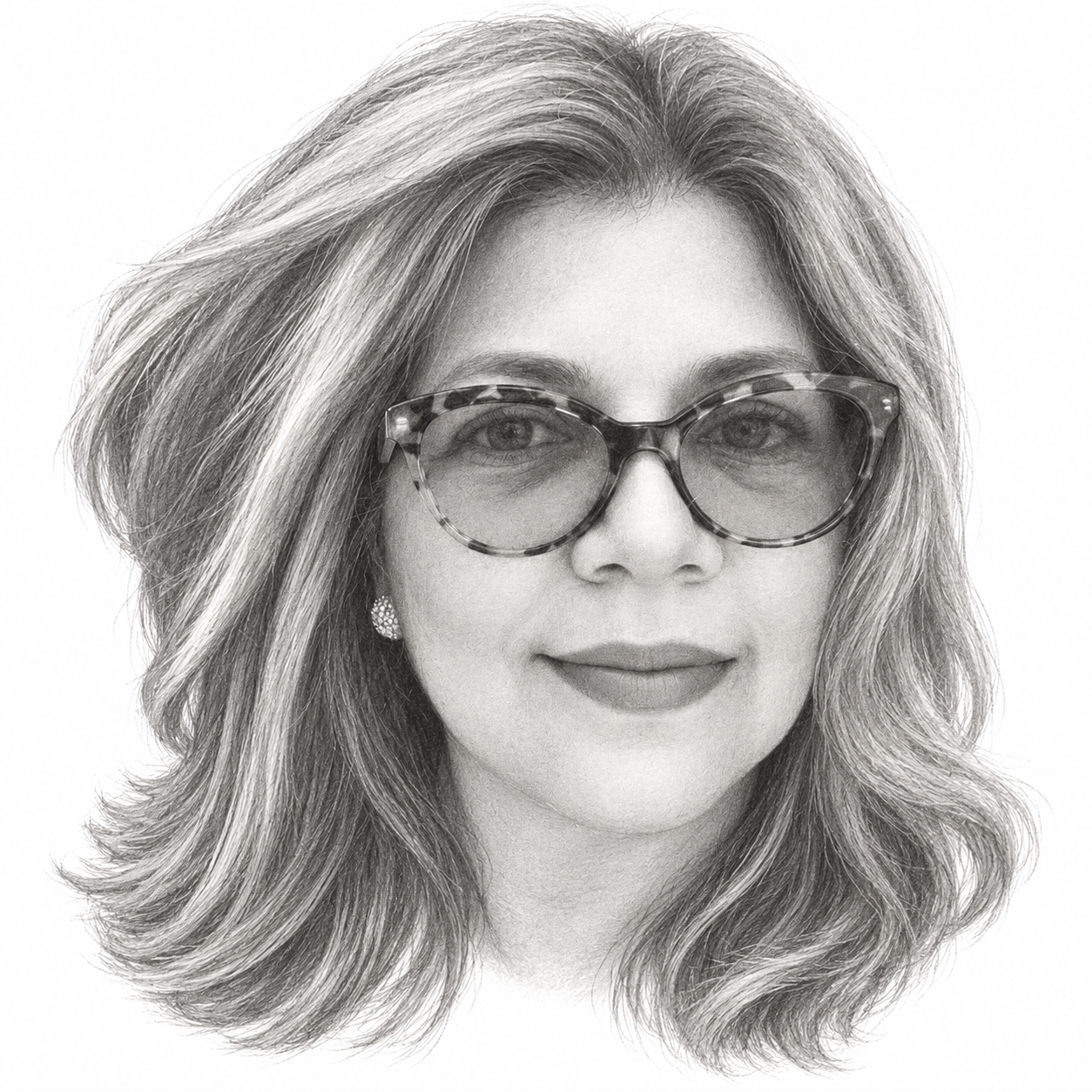 AI-assisted pencil portrait of May Samra
