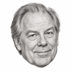 Head-only graphite portrait of Michael McKean