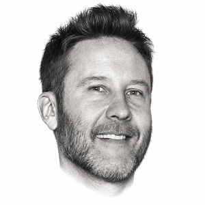 AI-assisted head-only pencil portrait of Michael Rosenbaum