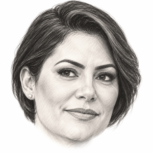 AI-generated pencil portrait of Michelle Bolsonaro