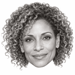 Head-only graphite portrait of Michelle Hurd