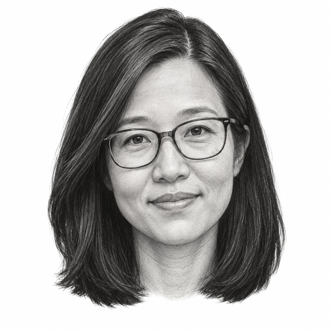 Pencil portrait of Michelle Wu