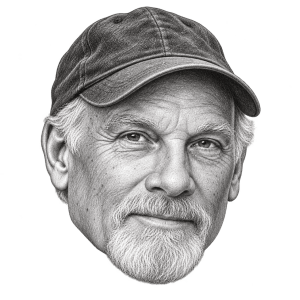 Pencil head portrait of Mike Love