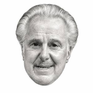 AI-assisted head-only pencil portrait of Mike Evans