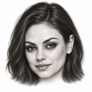 AI-assisted pencil portrait of Mila Kunis