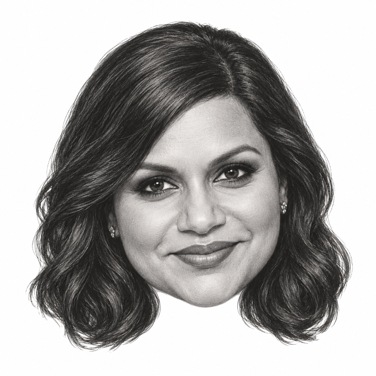 Graphite head portrait of Mindy Kaling