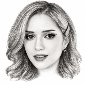Head-only graphite portrait of Miriam Anzovin