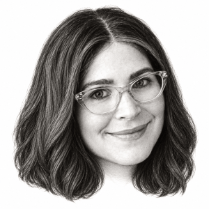 Head-only graphite portrait of Miriam Ezagui