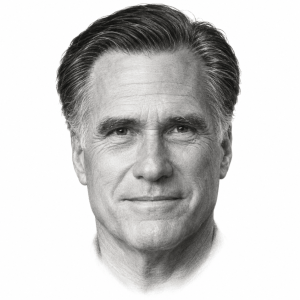 AI-generated pencil portrait of Mitt Romney