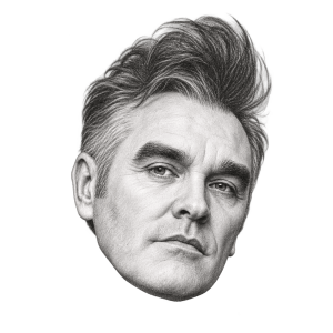 Pencil head portrait of Morrissey