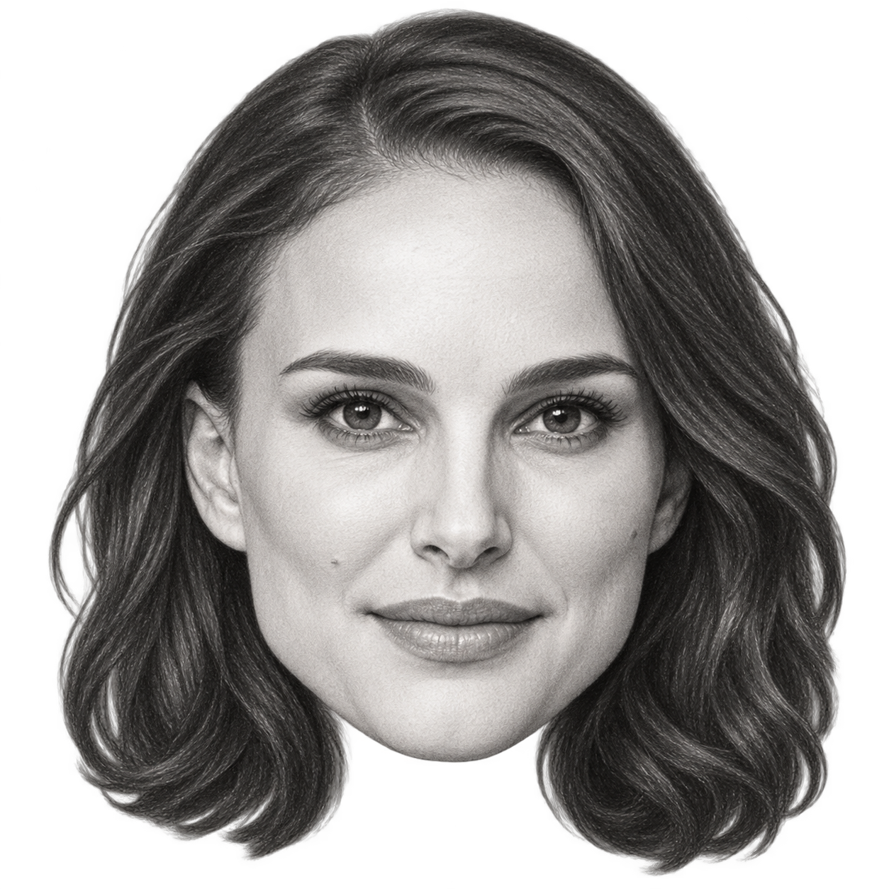 Graphite head portrait of Natalie Portman