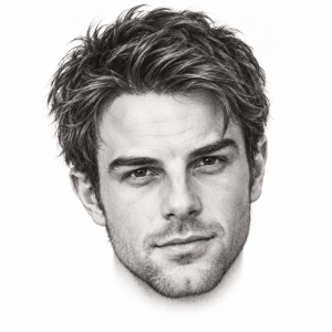 AI-assisted pencil head portrait of Nathaniel Buzolic