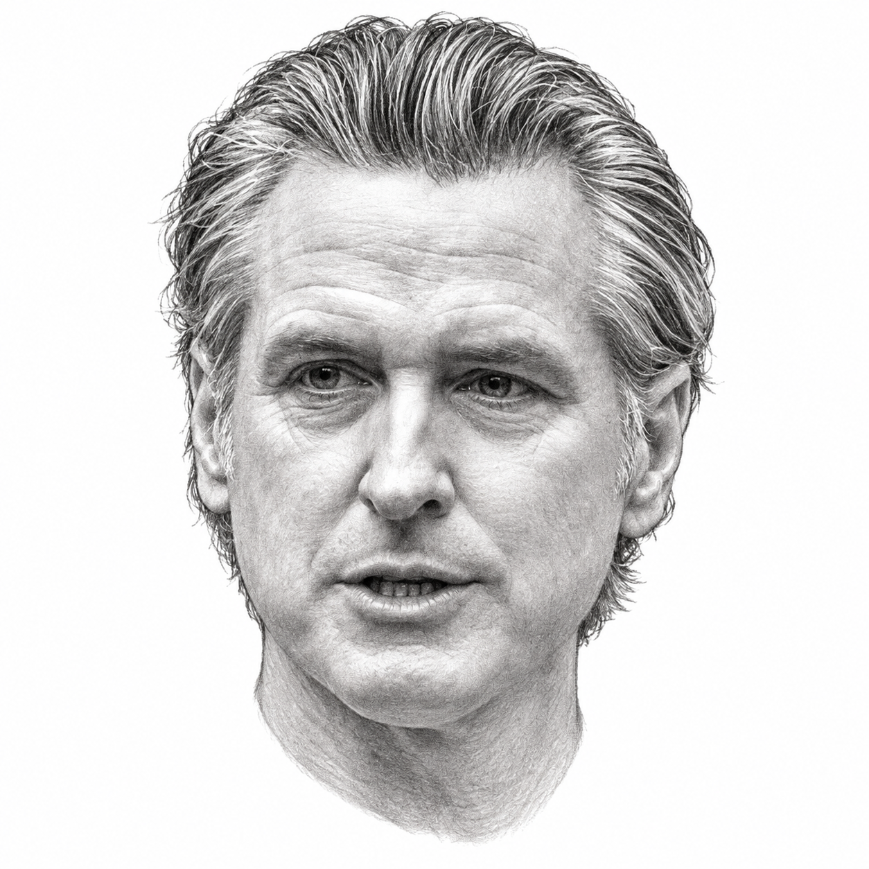 Pencil portrait of Gavin Newsom