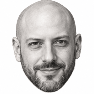 AI-assisted pencil head portrait of Nicolás de Zubiría
