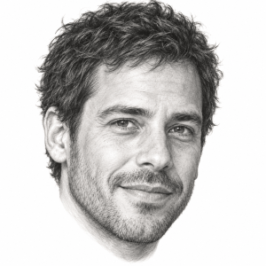 AI-generated pencil portrait of Nicolás Riera