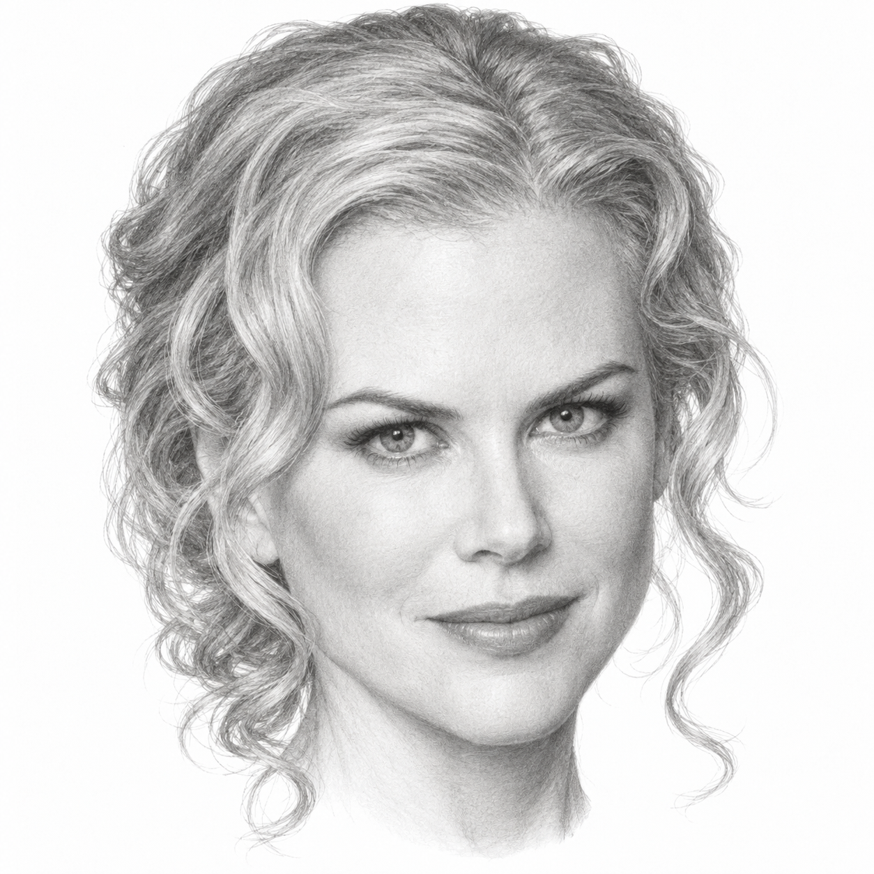 AI-generated pencil portrait of Nicole Kidman