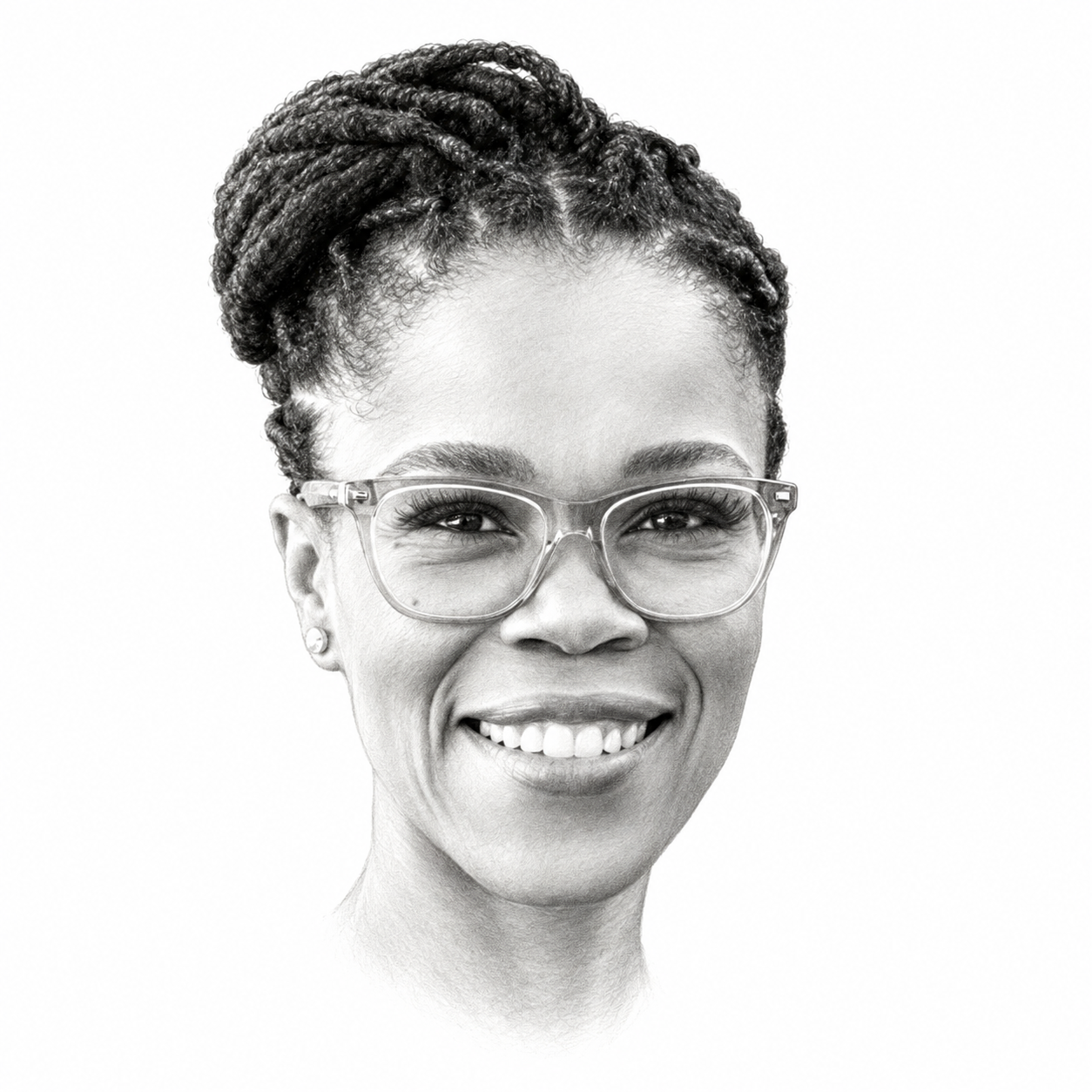 AI-assisted pencil portrait of Olga Meshoe Washington