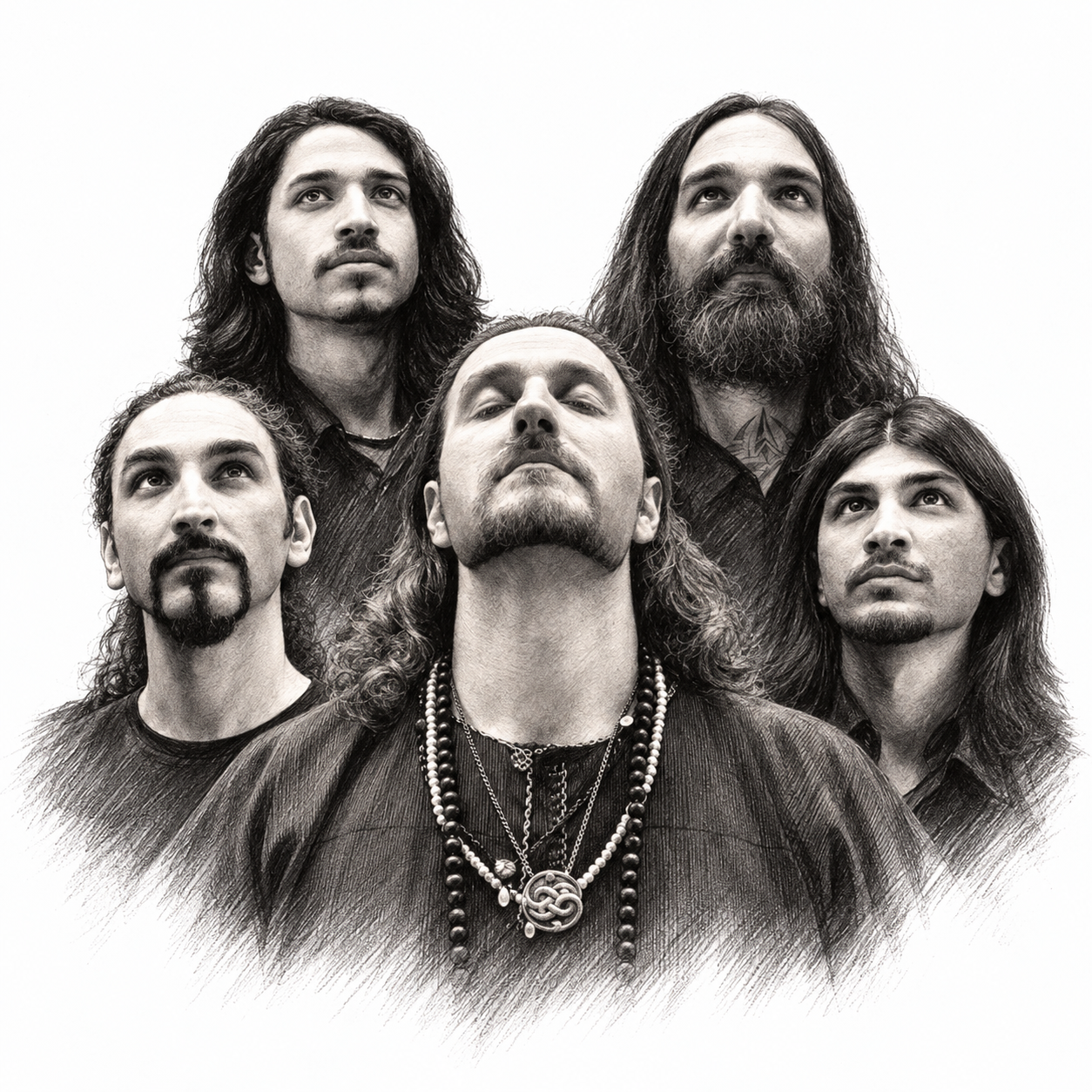 Pencil portrait illustration of Orphaned Land