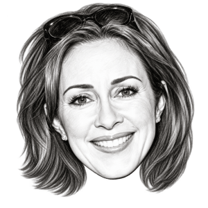 Head-only graphite portrait of Patricia Heaton