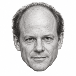 Head-only graphite portrait of Paul McCrane