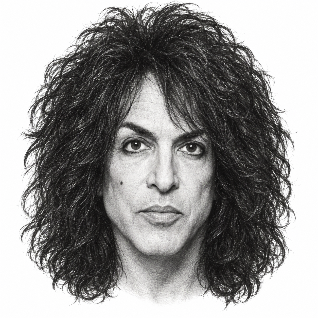 AI-generated pencil portrait of Paul Stanley