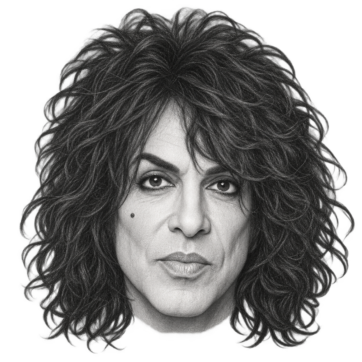 AI-generated pencil portrait of Paul Stanley
