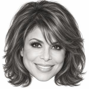 Head-only graphite portrait of Paula Abdul
