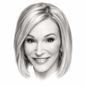 AI-assisted head-only pencil portrait of Paula White-Cain
