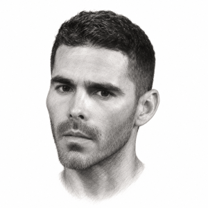 AI-assisted pencil head portrait of Pedro José Pallares