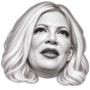 Head-only graphite portrait of Pencil head portrait of Tori Spelling