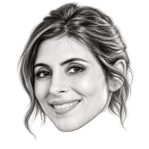 Head-only graphite portrait of Pencil portrait illustration of Jamie-Lynn Sigler