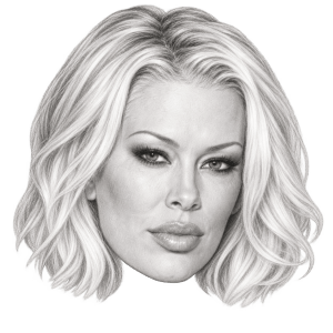 Head-only graphite portrait of Pencil portrait illustration of Jenna Jameson