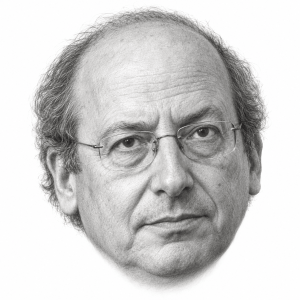 AI-assisted pencil head portrait of Pierluigi Battista