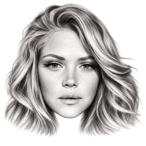 Head-only graphite portrait of Esti Ginzburg
