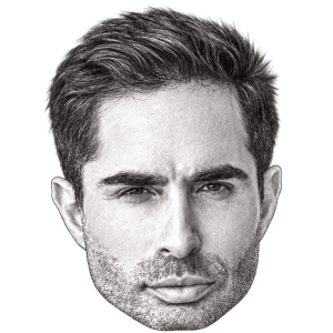 Head-only graphite portrait of Michael Lucas