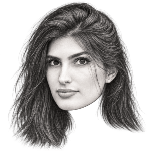 Head-only graphite portrait of Yael Cohen Aris