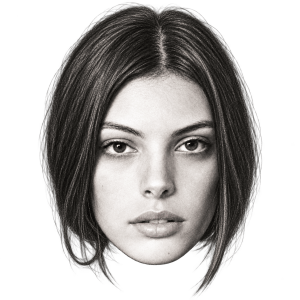 Head-only graphite portrait of May Tager