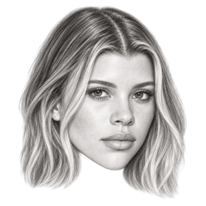 Head-only graphite portrait of Sofia Richie Grainge