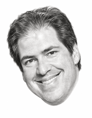 AI-assisted head-only pencil portrait of Rabbi Felipe Goodman