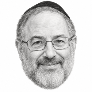 AI-generated head-only pencil portrait of Rabbi Joseph Potasnik