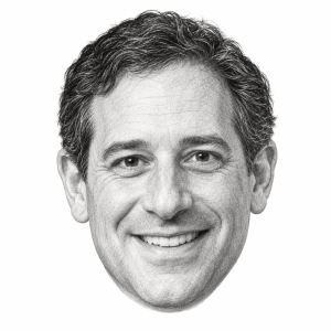 AI-generated head-only pencil portrait of Rabbi Michael Siegel