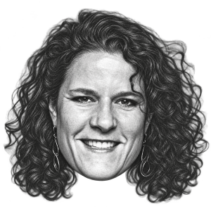 Head-only pencil portrait illustration of Rabbi Felicia Sol