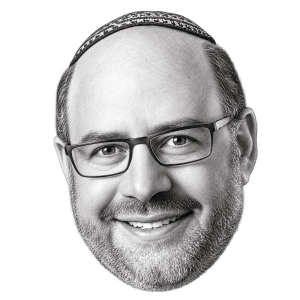Head-only pencil portrait illustration of Rabbi Steven Wernick