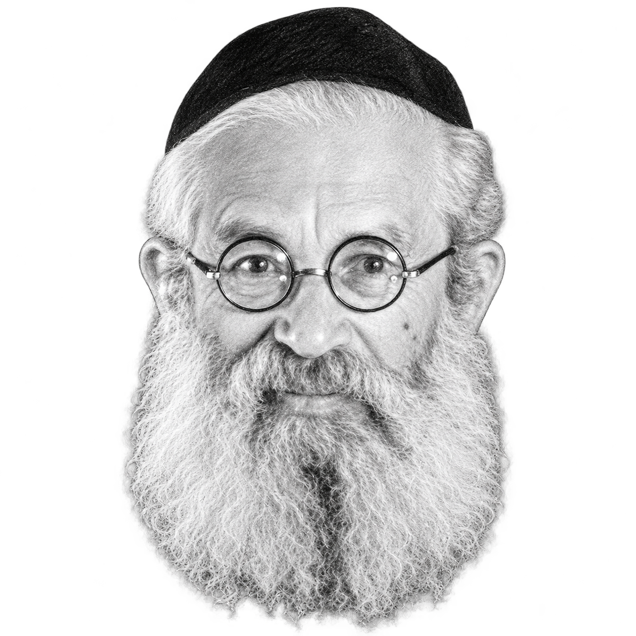 Head-only pencil portrait illustration of Rabbi Yitzchak HaLevi Herzog